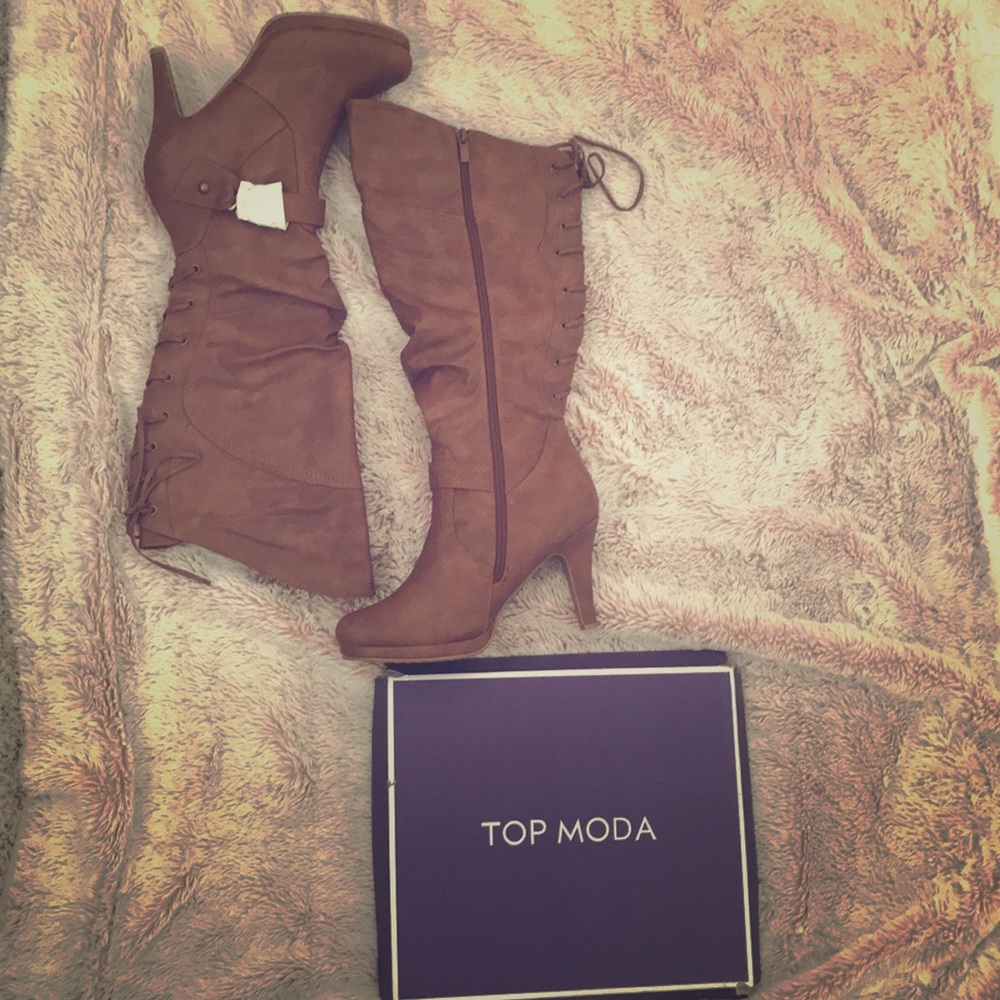 Very stylish brown heeled boots